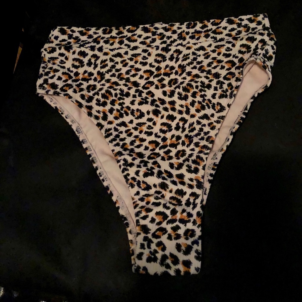 Leopard print high waisted bikini bottom